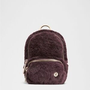 Lululemon maroon everywhere nano backpack plush fleece keychain plum NWT